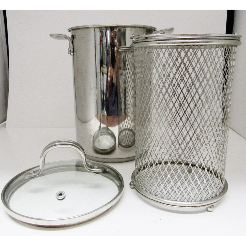 CRATE & BARREL Stainless Steel Asparagus Vegetable Pasta Steamer Pot 3 qt.